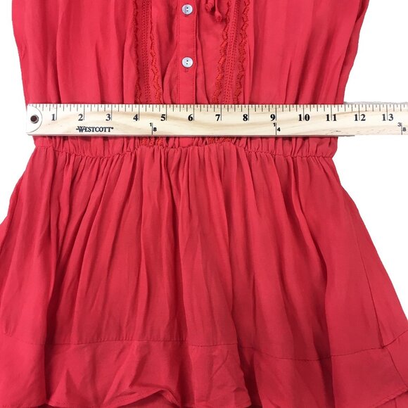 Anthropologie Dress Size Small Red Boho Western Sunday in Brooklyn Tiered Ruffle - Picture 6 of 8